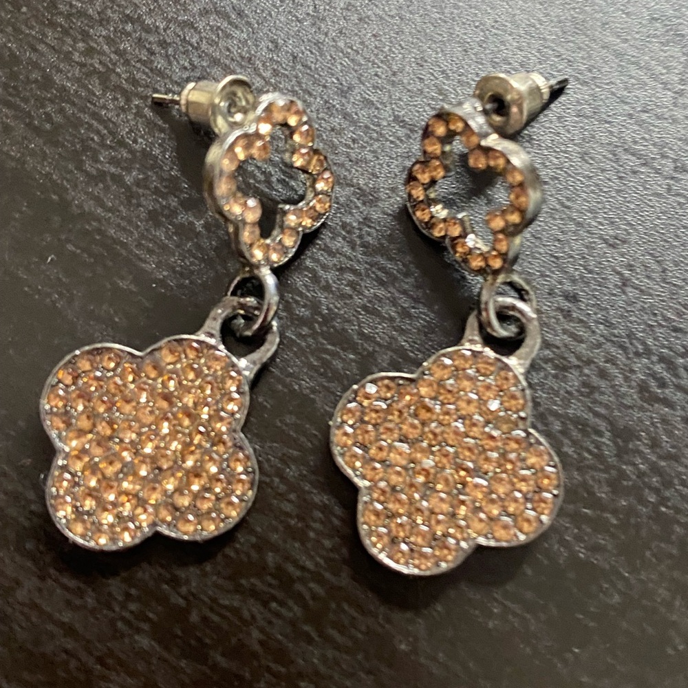 Light Pink Flower Stud Hang Earrings